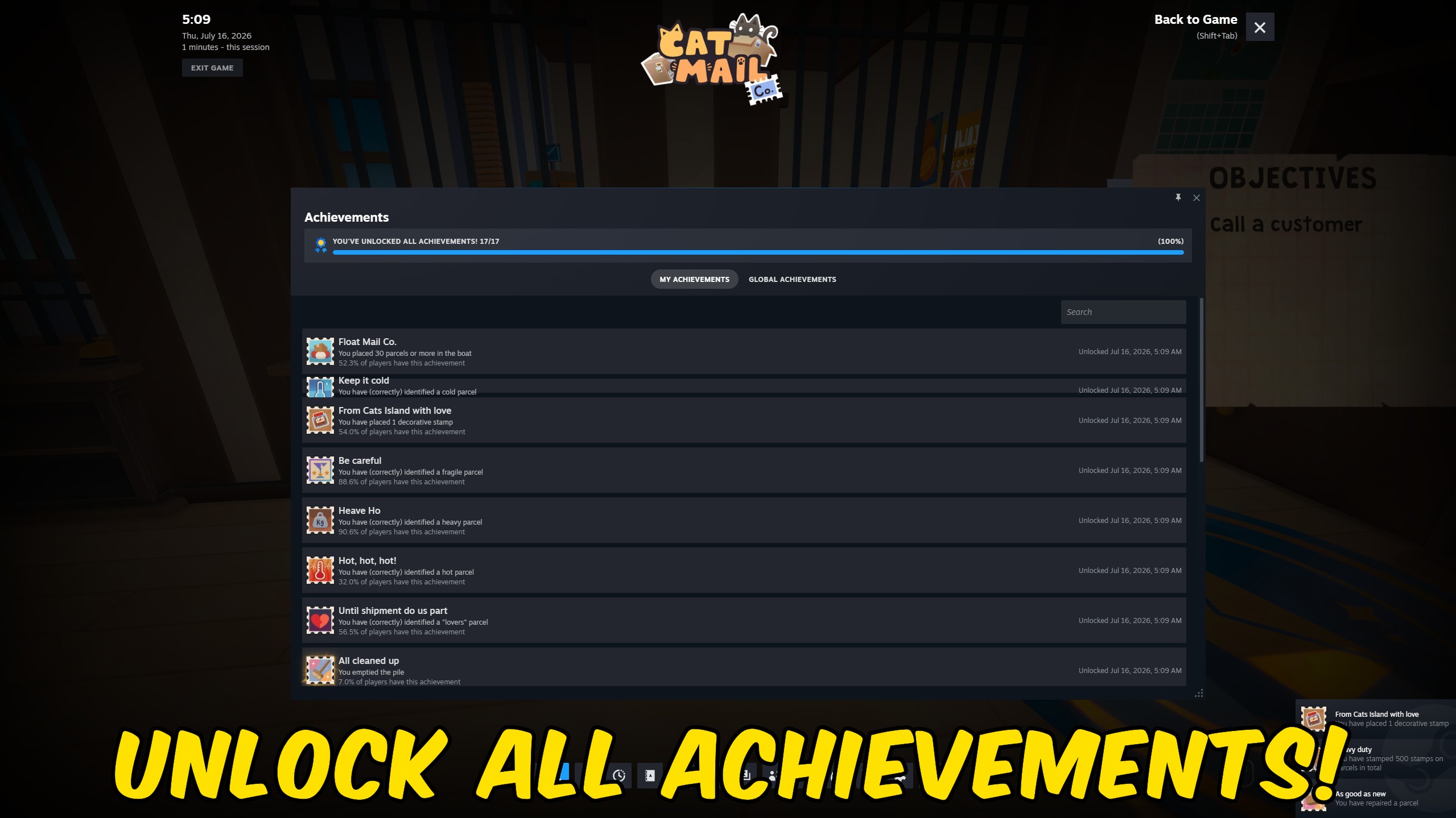 Cat Mail Co. — Achievement Unlocker (screenshot 2)